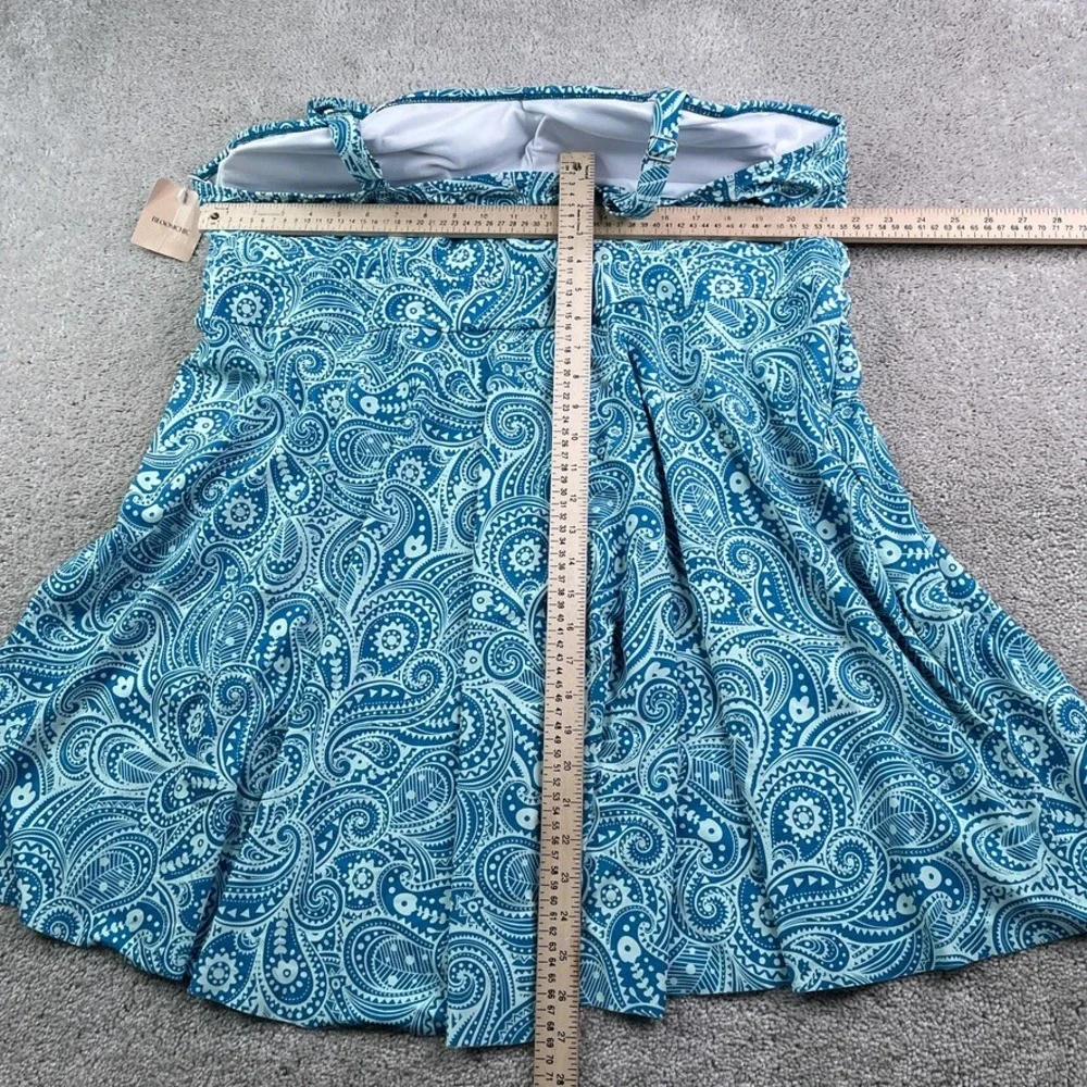 NEW Bloomchic Two Piece Swimsuit Women Size 28 Blue Paisley Tankini Plus Size